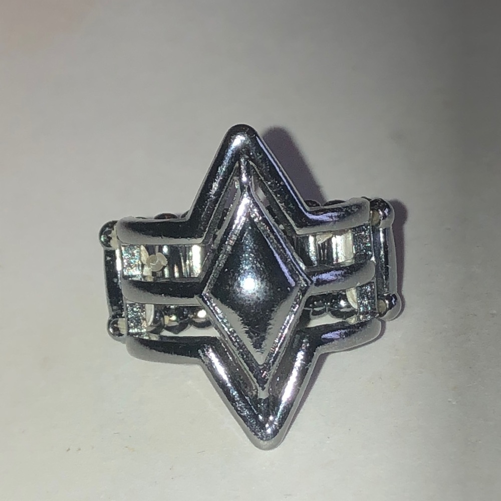 Dark Metal Gunmetal Geometric Shield Boho Ring